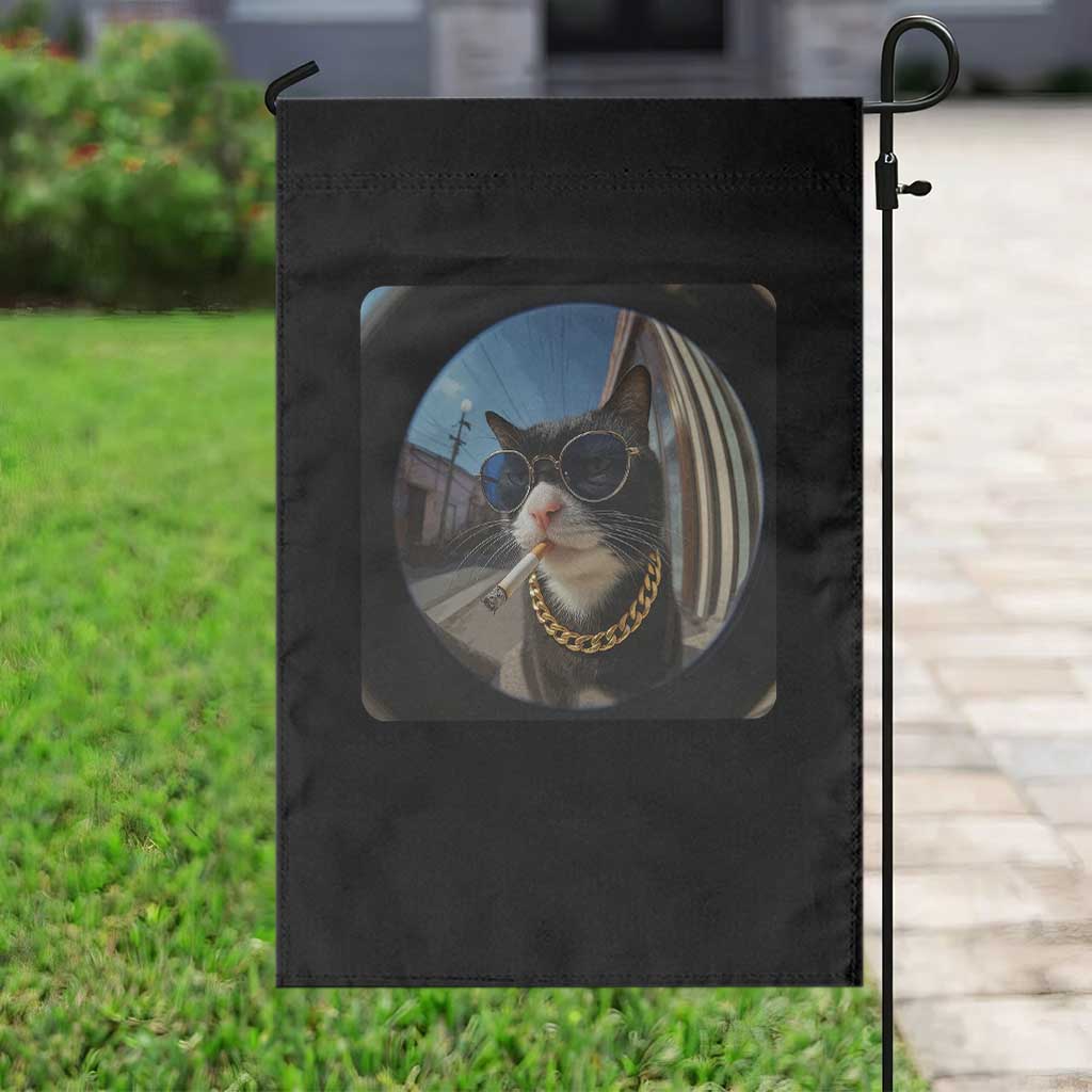 Smoking Cat Garden Flag Meme Funny Cool Kitten - Wonder Print Shop