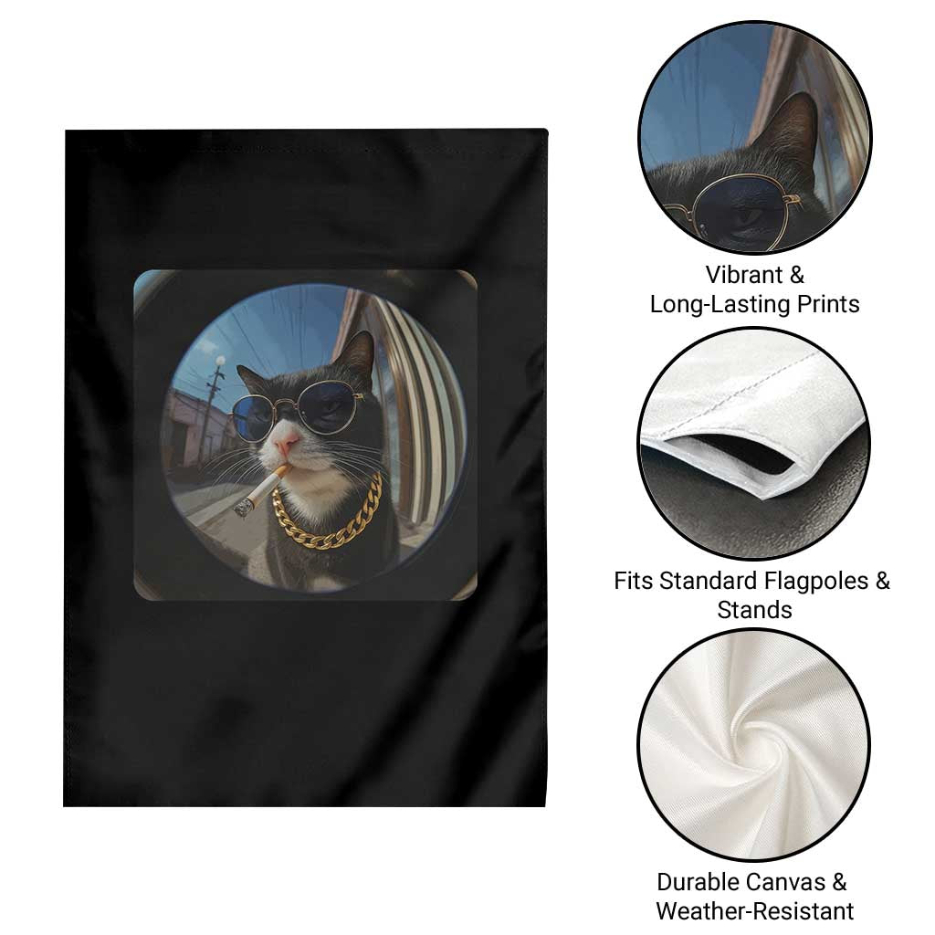 Smoking Cat Garden Flag Meme Funny Cool Kitten - Wonder Print Shop