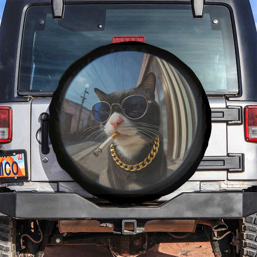 Smoking Cat Spare Tire Cover Meme Funny Cool Kitten TS12