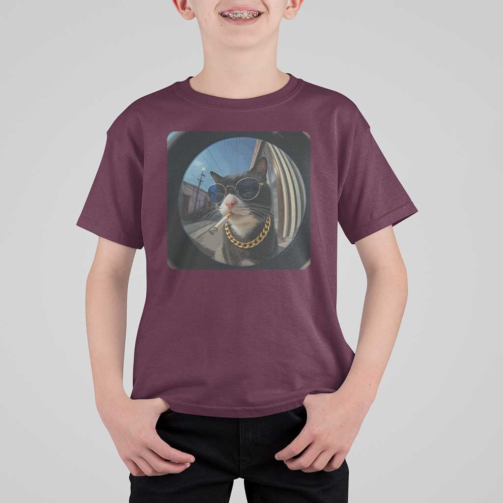 Smoking Cat T Shirt For Kid Meme Funny Cool Kitten - Wonder Print Shop