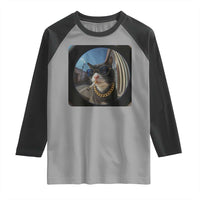 Smoking Cat Raglan Shirt Meme Funny Cool Kitten - Wonder Print Shop