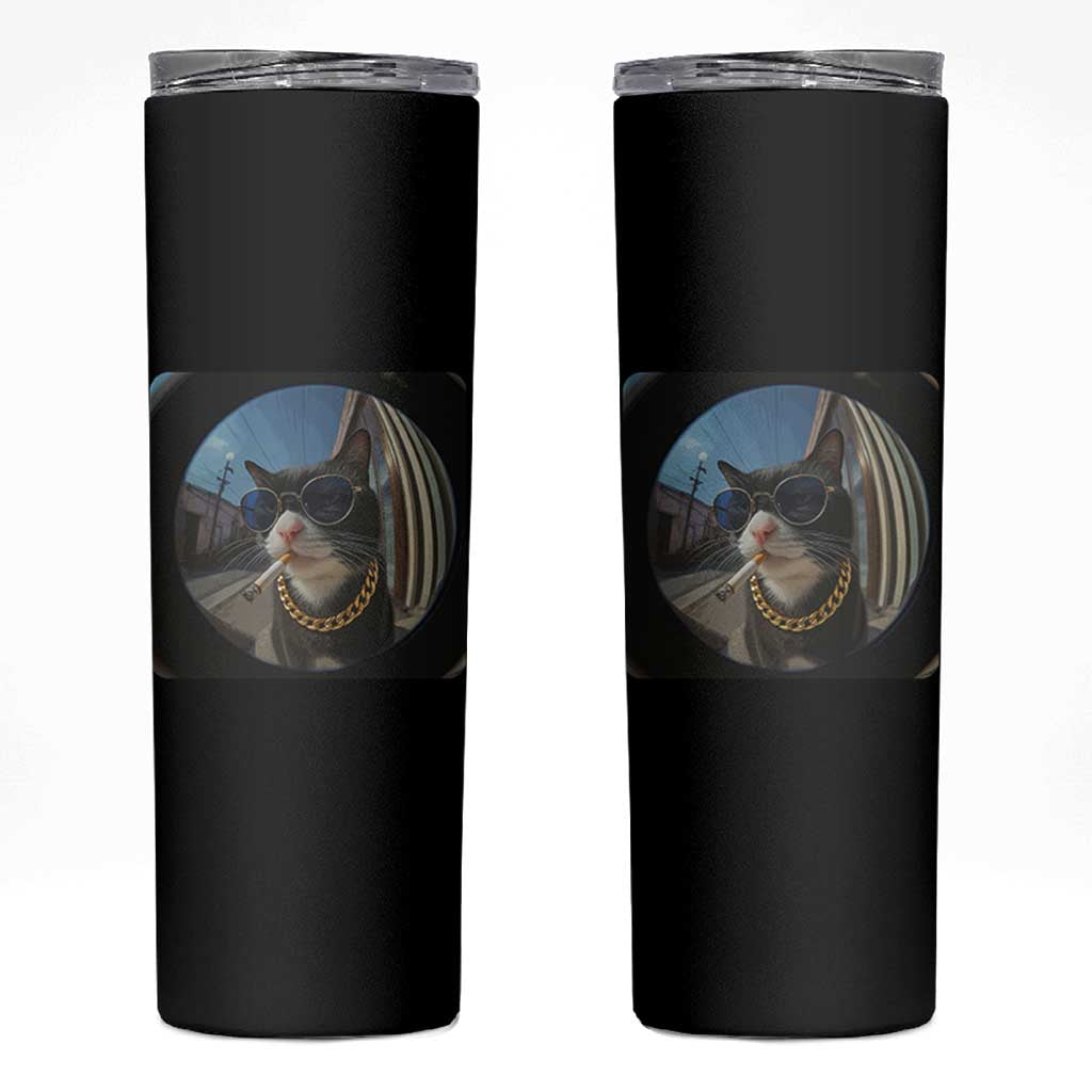 Smoking Cat Skinny Tumbler Meme Funny Cool Kitten