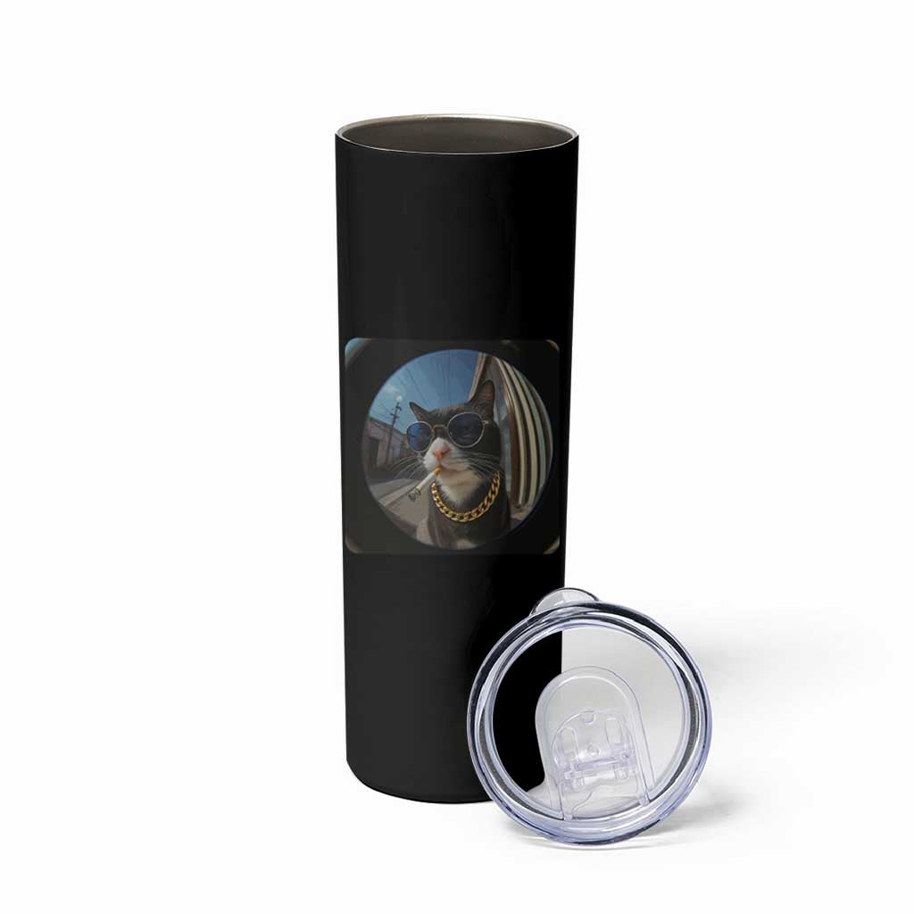 Smoking Cat Skinny Tumbler Meme Funny Cool Kitten