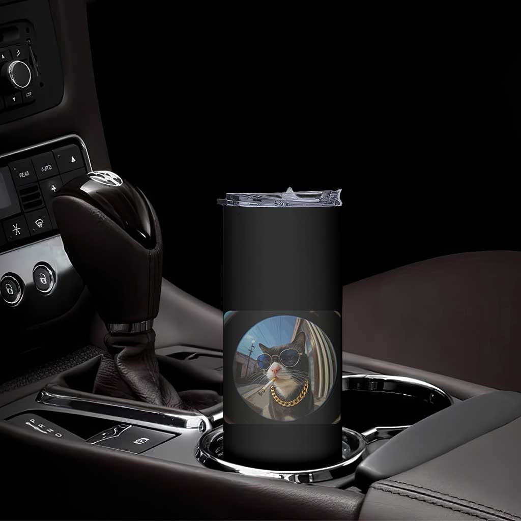 Smoking Cat Skinny Tumbler Meme Funny Cool Kitten