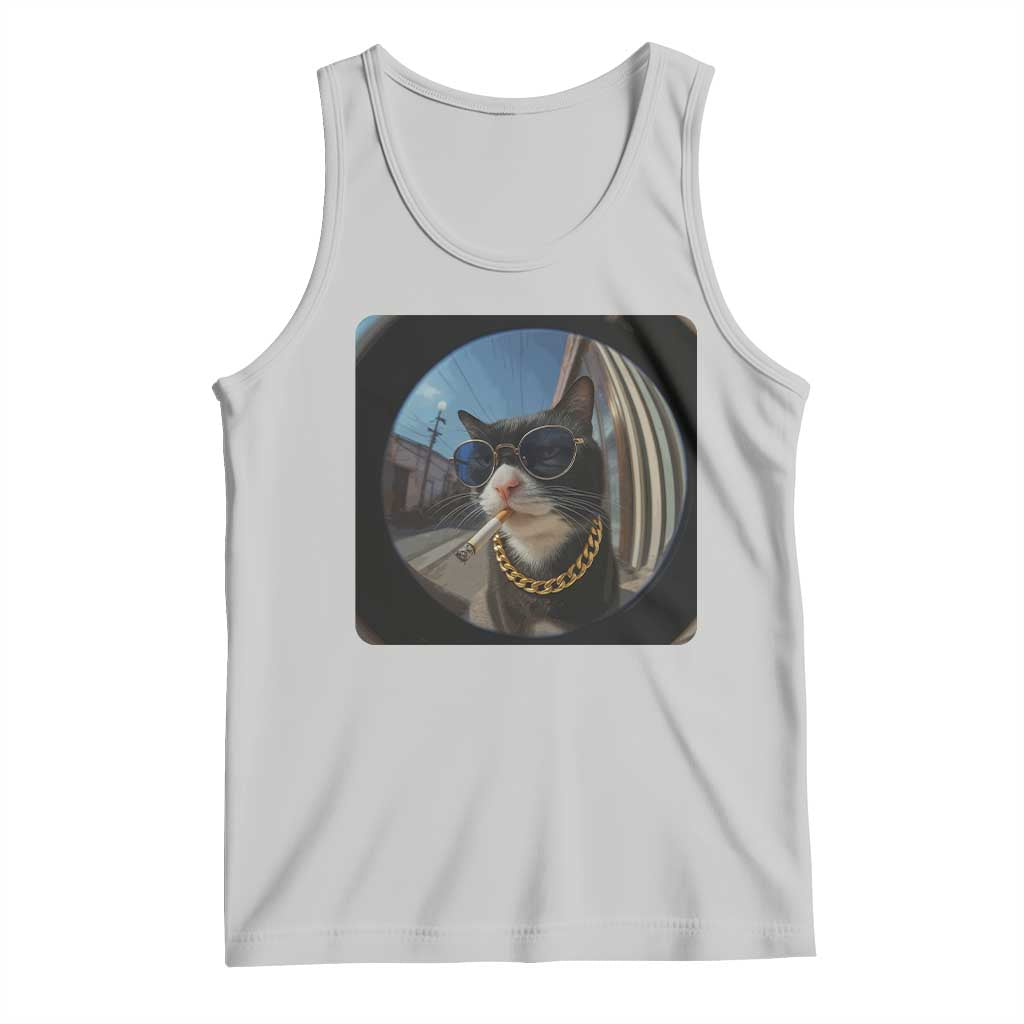 Smoking Cat Tank Top Meme Funny Cool Kitten - Wonder Print Shop