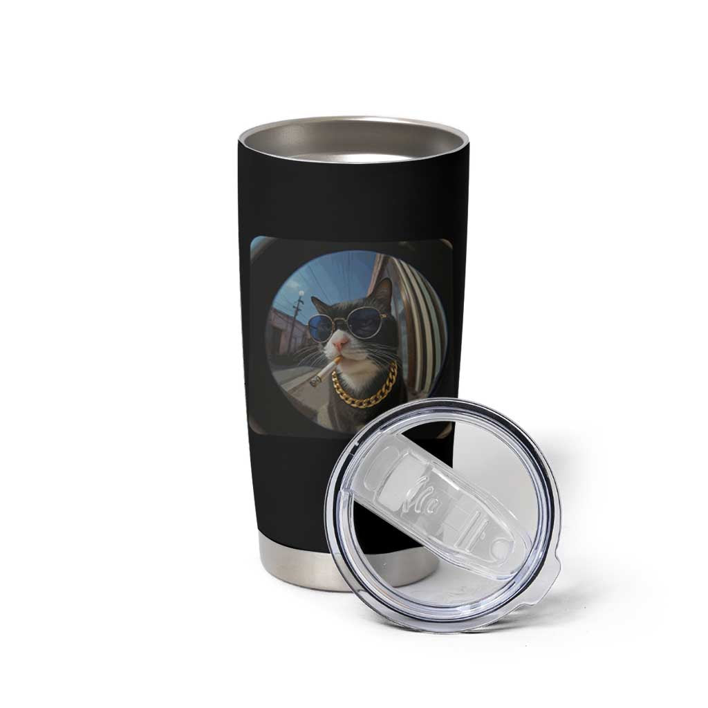 Smoking Cat Tumbler Cup Meme Funny Cool Kitten