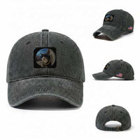 Smoking Cat Washed Cotton Baseball Cap Meme Funny Cool Kitten