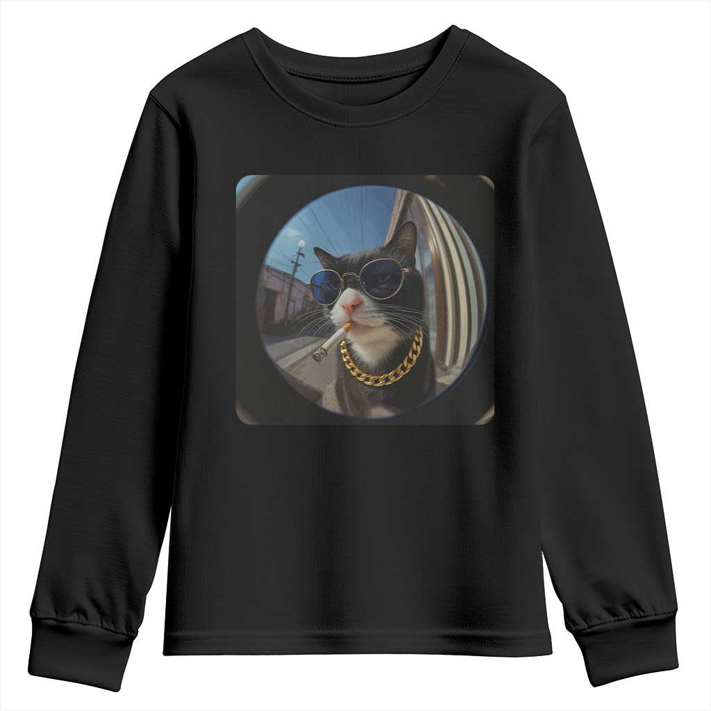 Smoking Cat Youth Sweatshirt Meme Funny Cool Kitten - Wonder Print Shop