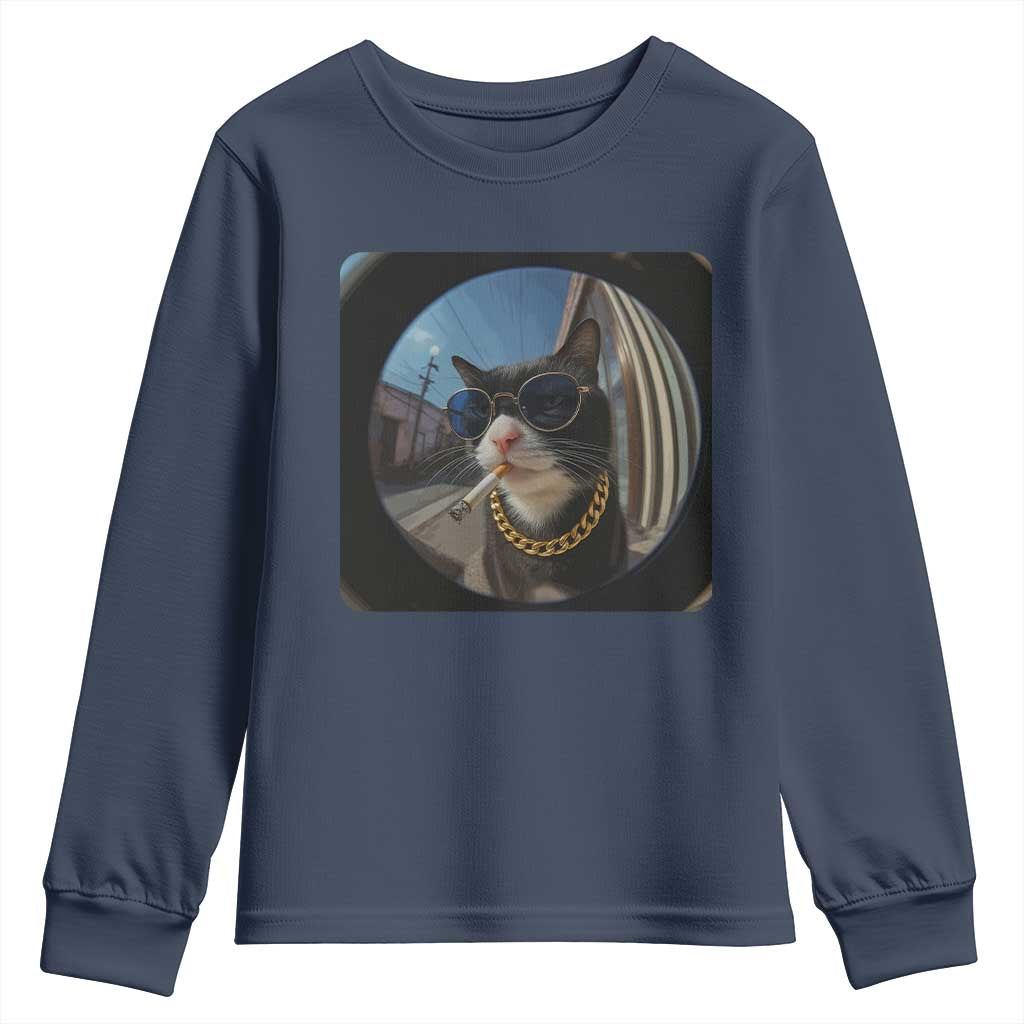Smoking Cat Youth Sweatshirt Meme Funny Cool Kitten - Wonder Print Shop