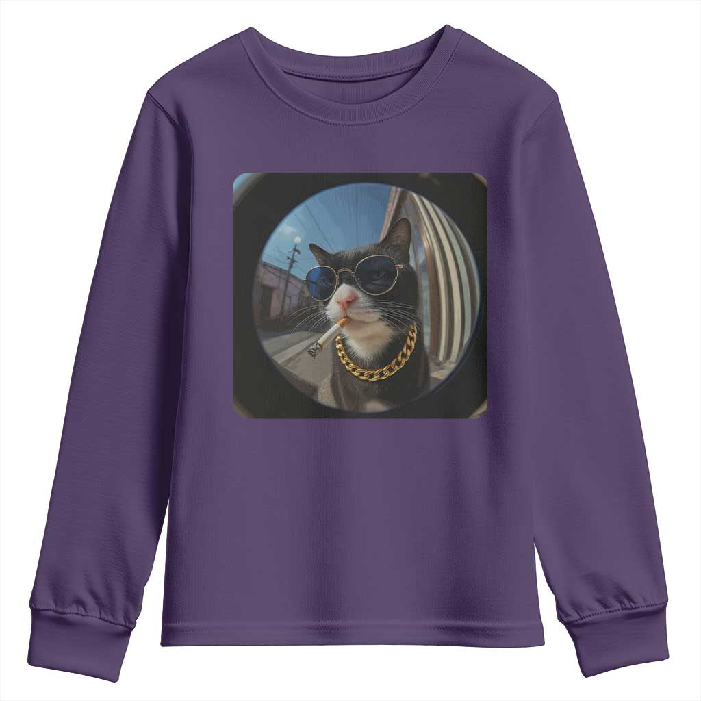 Smoking Cat Youth Sweatshirt Meme Funny Cool Kitten - Wonder Print Shop