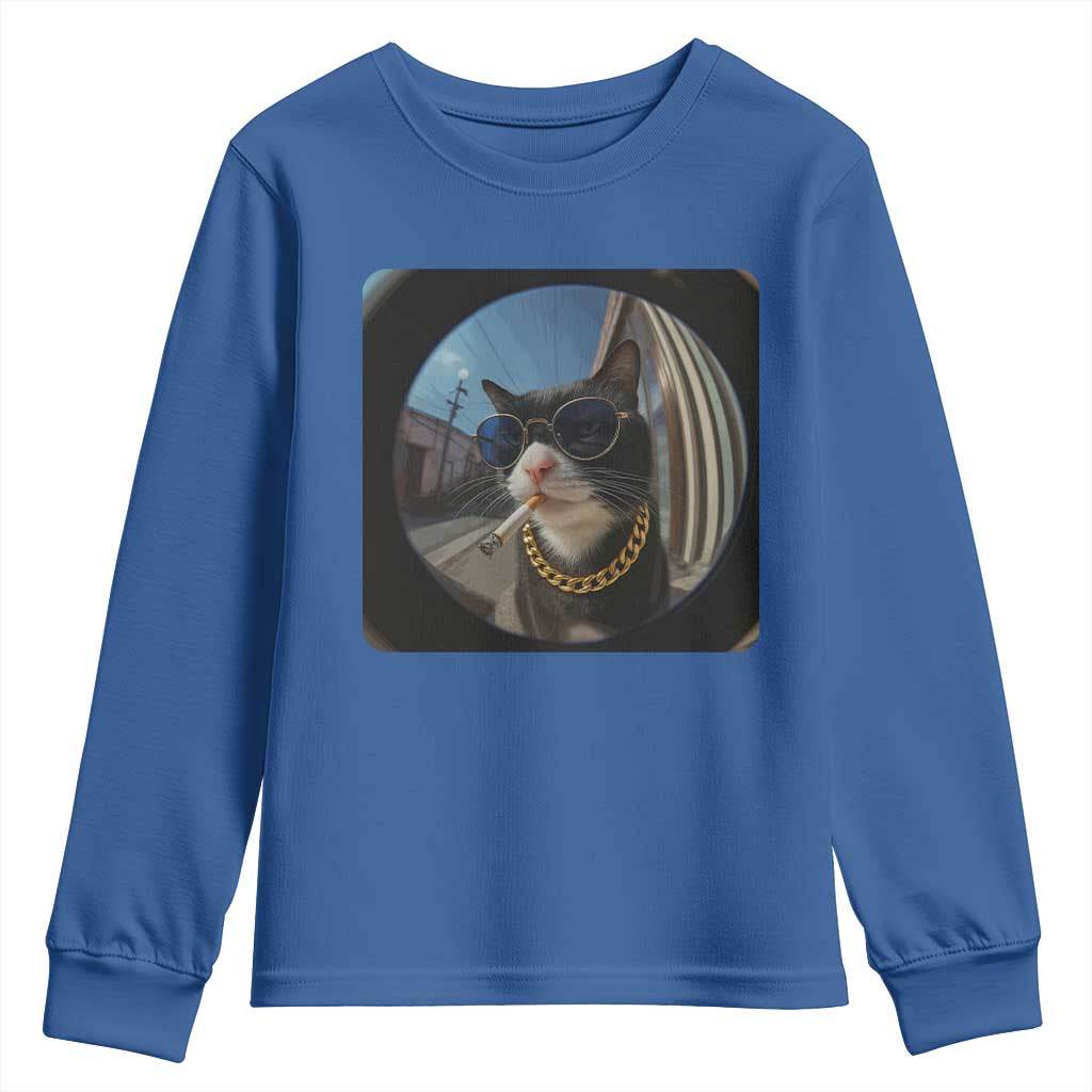 Smoking Cat Youth Sweatshirt Meme Funny Cool Kitten - Wonder Print Shop