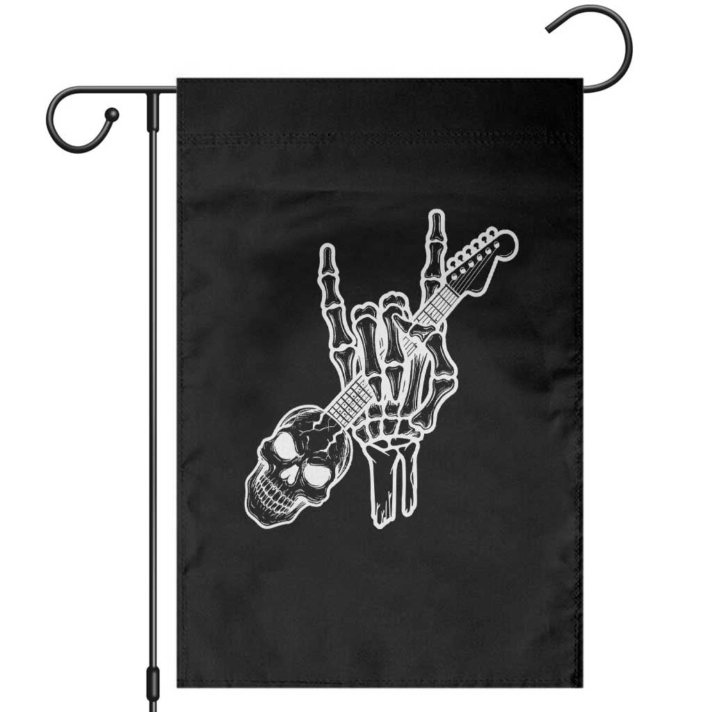 Rock N Roll Garden Flag Skeleton Hand Playing Guitar Heavy Metal Music - Wonder Print Shop