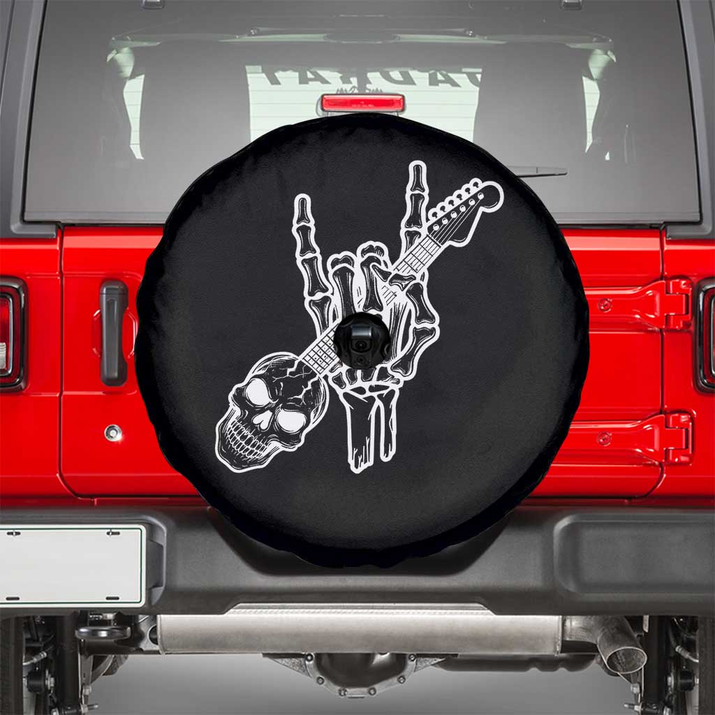 Rock N Roll Spare Tire Cover Skeleton Hand Playing Guitar Heavy Metal Music - Wonder Print Shop