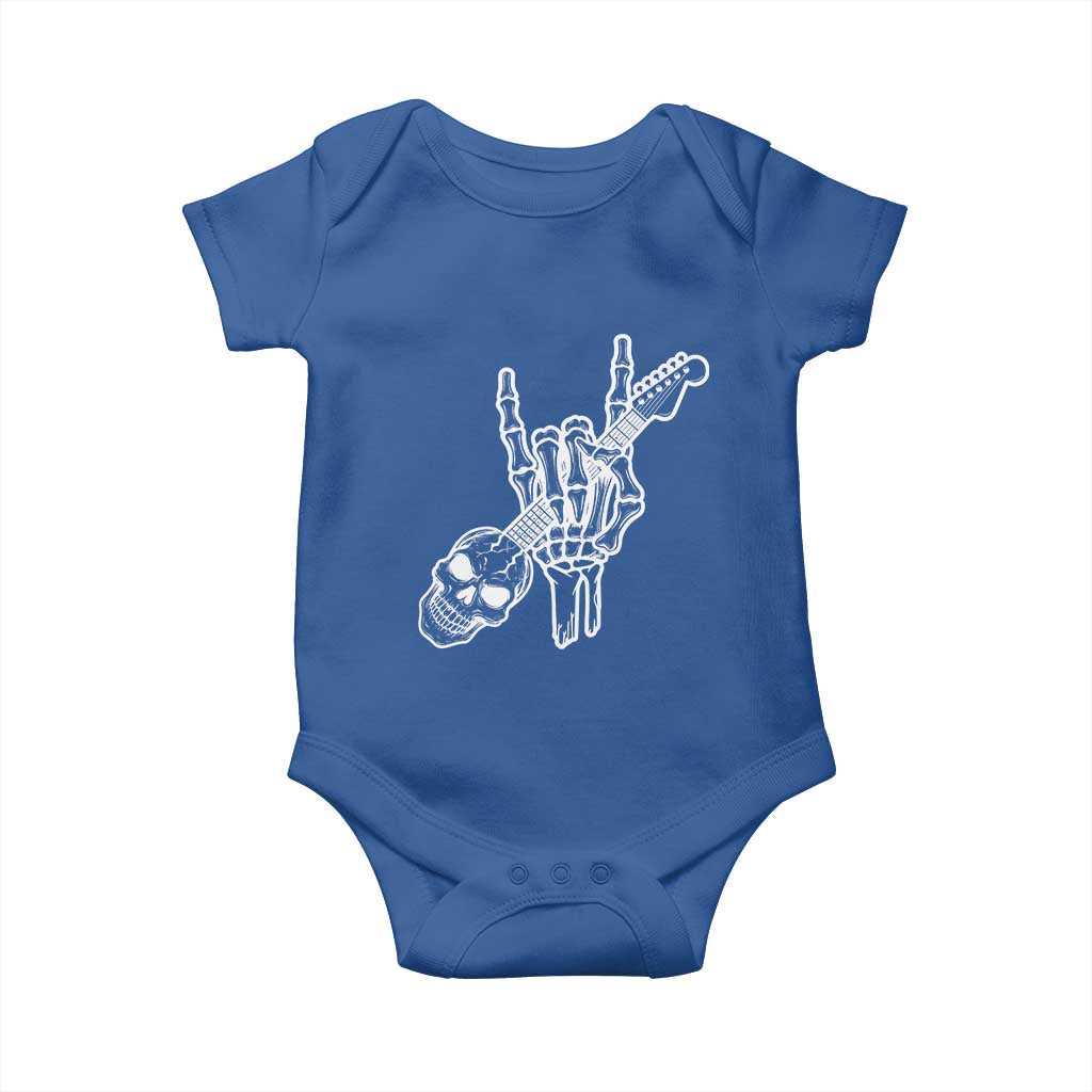 Rock N Roll Baby Onesie Skeleton Hand Playing Guitar Heavy Metal Music - Wonder Print Shop