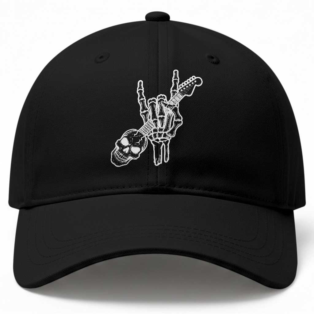 Rock N Roll Baseball Cap Skeleton Hand Playing Guitar Heavy Metal Music