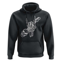 Rock N Roll Hoodie Skeleton Hand Playing Guitar Heavy Metal Music - Wonder Print Shop