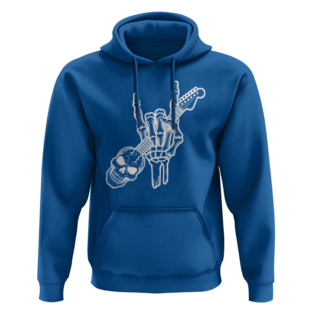 Rock N Roll Hoodie Skeleton Hand Playing Guitar Heavy Metal Music - Wonder Print Shop