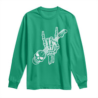 Rock N Roll Long Sleeve Shirt Skeleton Hand Playing Guitar Heavy Metal Music - Wonder Print Shop