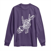 Rock N Roll Long Sleeve Shirt Skeleton Hand Playing Guitar Heavy Metal Music - Wonder Print Shop