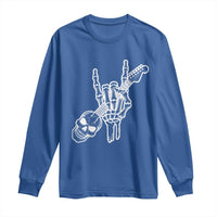Rock N Roll Long Sleeve Shirt Skeleton Hand Playing Guitar Heavy Metal Music - Wonder Print Shop