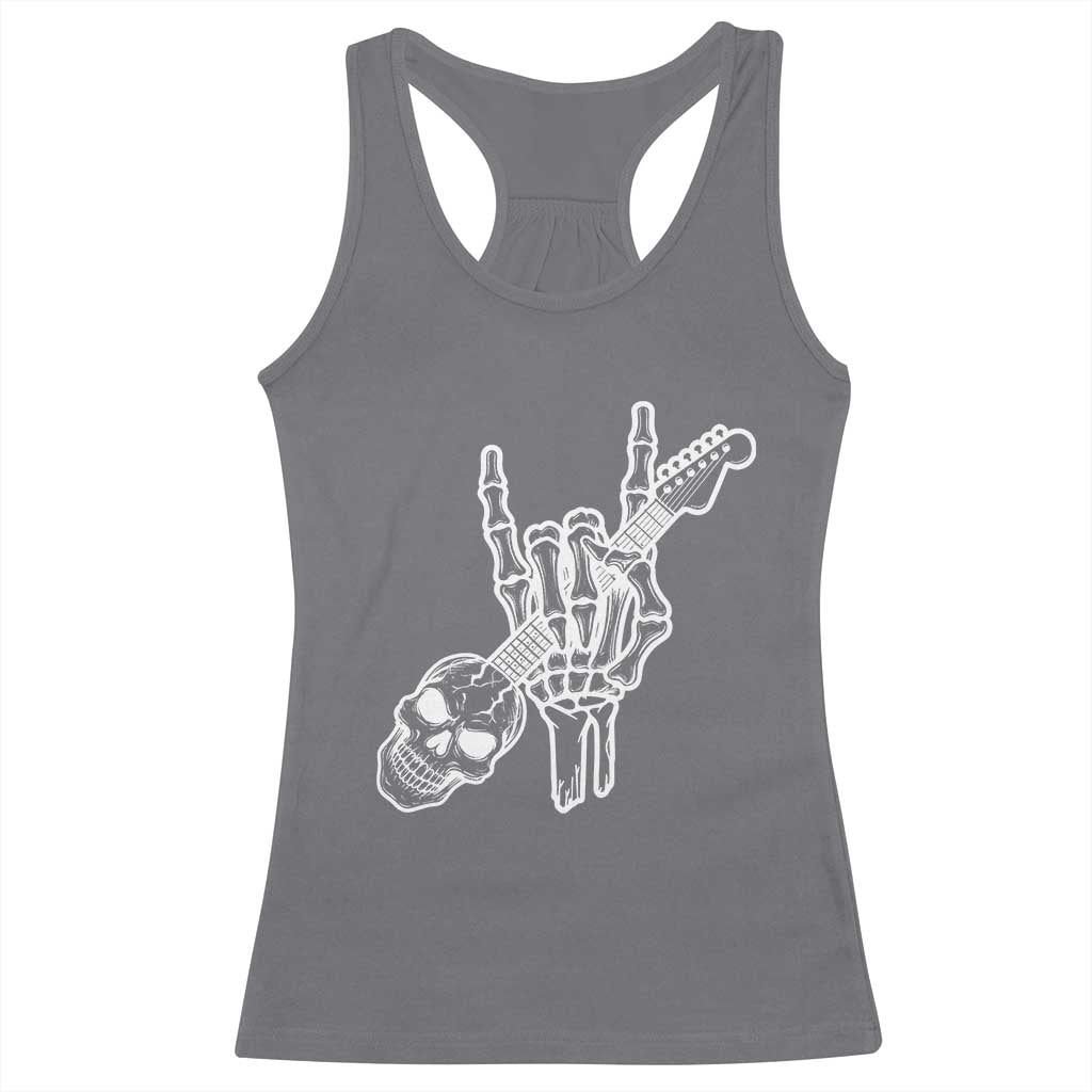 Rock N Roll Racerback Tank Top Skeleton Hand Playing Guitar Heavy Metal Music - Wonder Print Shop