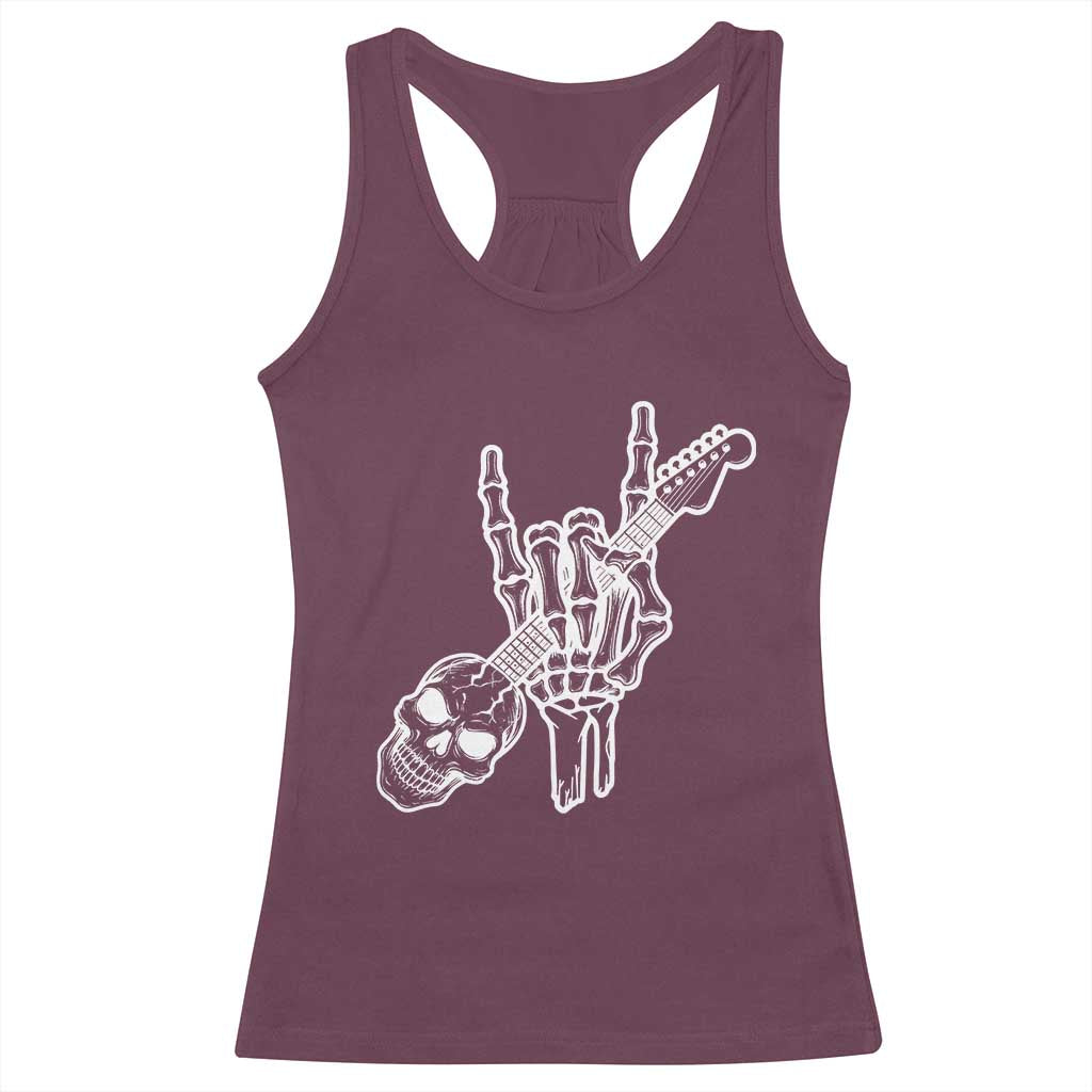 Rock N Roll Racerback Tank Top Skeleton Hand Playing Guitar Heavy Metal Music - Wonder Print Shop