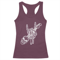 Rock N Roll Racerback Tank Top Skeleton Hand Playing Guitar Heavy Metal Music - Wonder Print Shop