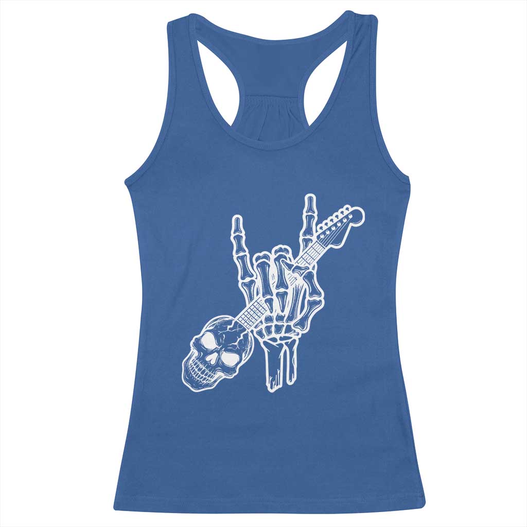 Rock N Roll Racerback Tank Top Skeleton Hand Playing Guitar Heavy Metal Music - Wonder Print Shop
