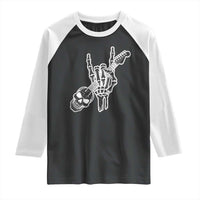 Rock N Roll Raglan Shirt Skeleton Hand Playing Guitar Heavy Metal Music - Wonder Print Shop