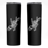 Rock N Roll Skinny Tumbler Skeleton Hand Playing Guitar Heavy Metal Music
