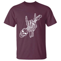 Rock N Roll T Shirt Skeleton Hand Playing Guitar Heavy Metal Music - Wonder Print Shop