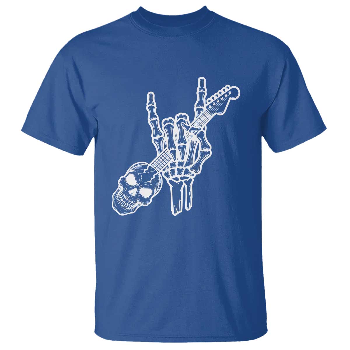 Rock N Roll T Shirt Skeleton Hand Playing Guitar Heavy Metal Music - Wonder Print Shop