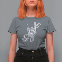 Rock N Roll T Shirt For Women Skeleton Hand Playing Guitar Heavy Metal Music - Wonder Print Shop