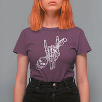 Rock N Roll T Shirt For Women Skeleton Hand Playing Guitar Heavy Metal Music - Wonder Print Shop