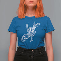 Rock N Roll T Shirt For Women Skeleton Hand Playing Guitar Heavy Metal Music - Wonder Print Shop
