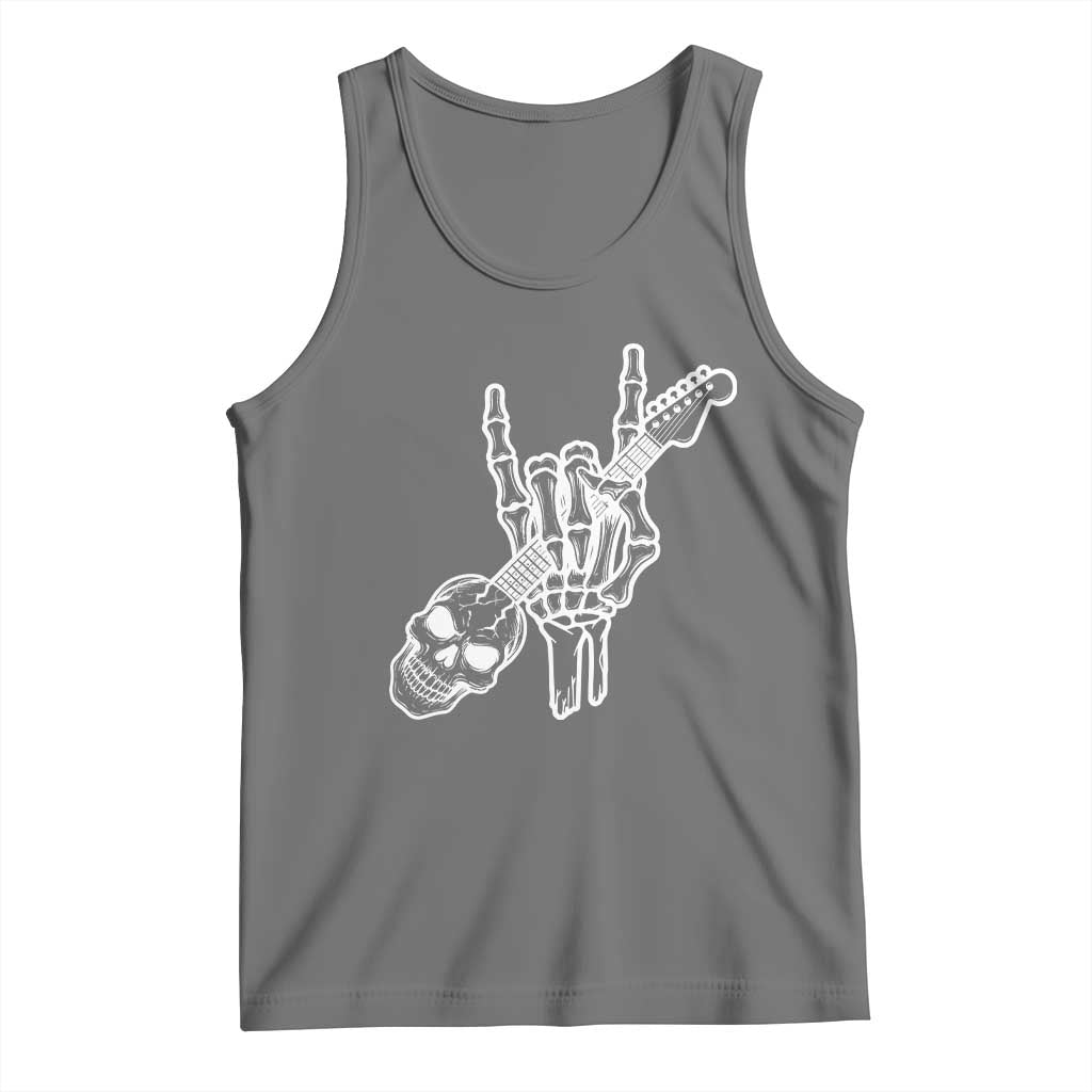 Rock N Roll Tank Top Skeleton Hand Playing Guitar Heavy Metal Music - Wonder Print Shop