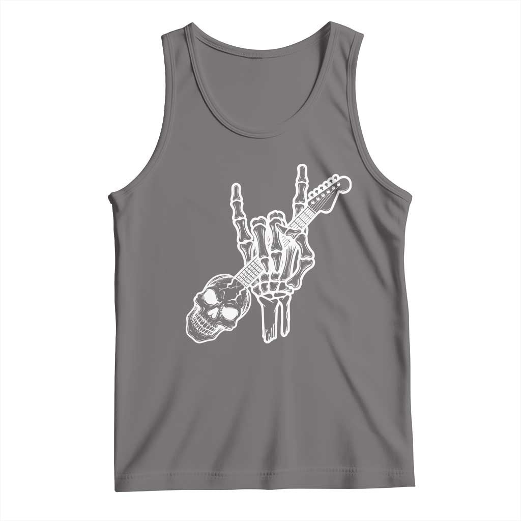 Rock N Roll Tank Top Skeleton Hand Playing Guitar Heavy Metal Music - Wonder Print Shop