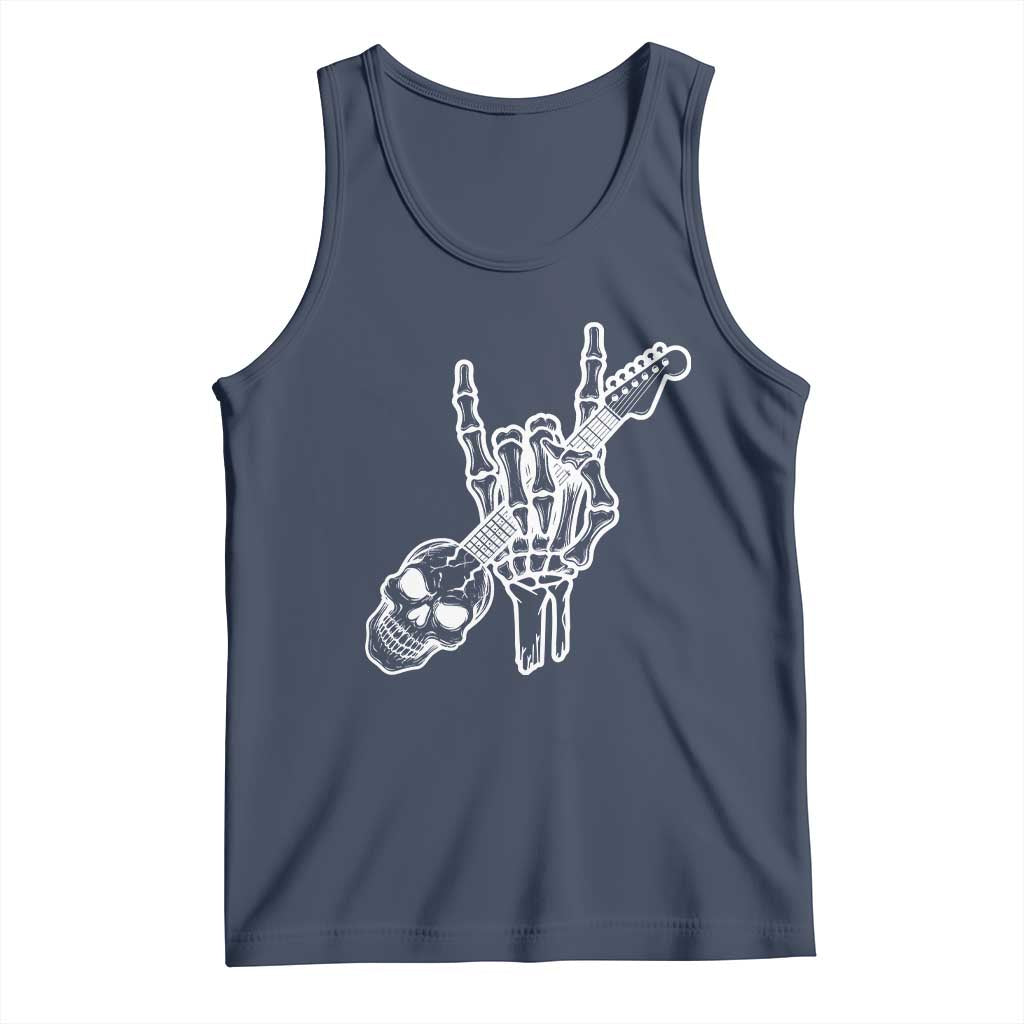 Rock N Roll Tank Top Skeleton Hand Playing Guitar Heavy Metal Music - Wonder Print Shop