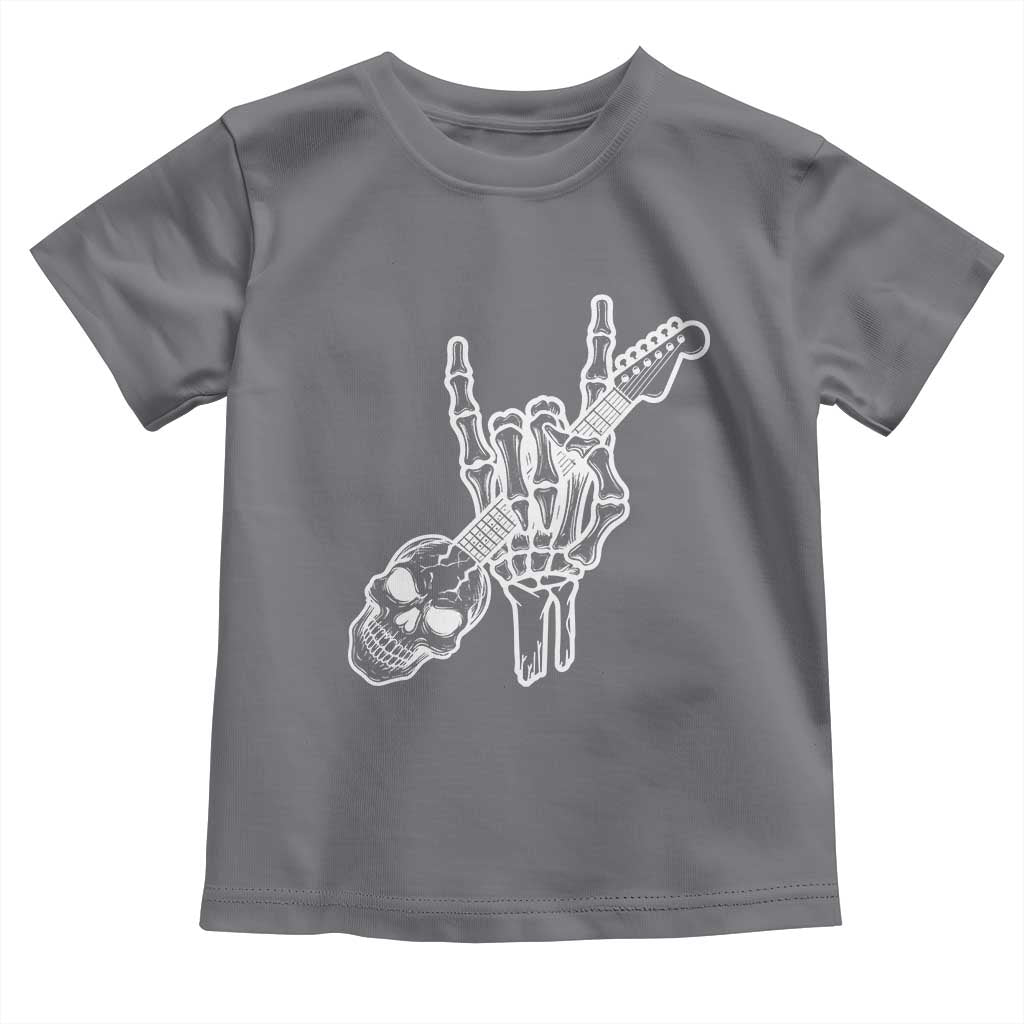 Rock N Roll Toddler T Shirt Skeleton Hand Playing Guitar Heavy Metal Music - Wonder Print Shop