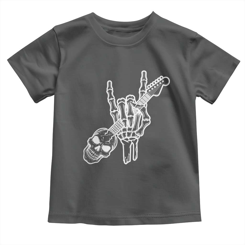 Rock N Roll Toddler T Shirt Skeleton Hand Playing Guitar Heavy Metal Music - Wonder Print Shop