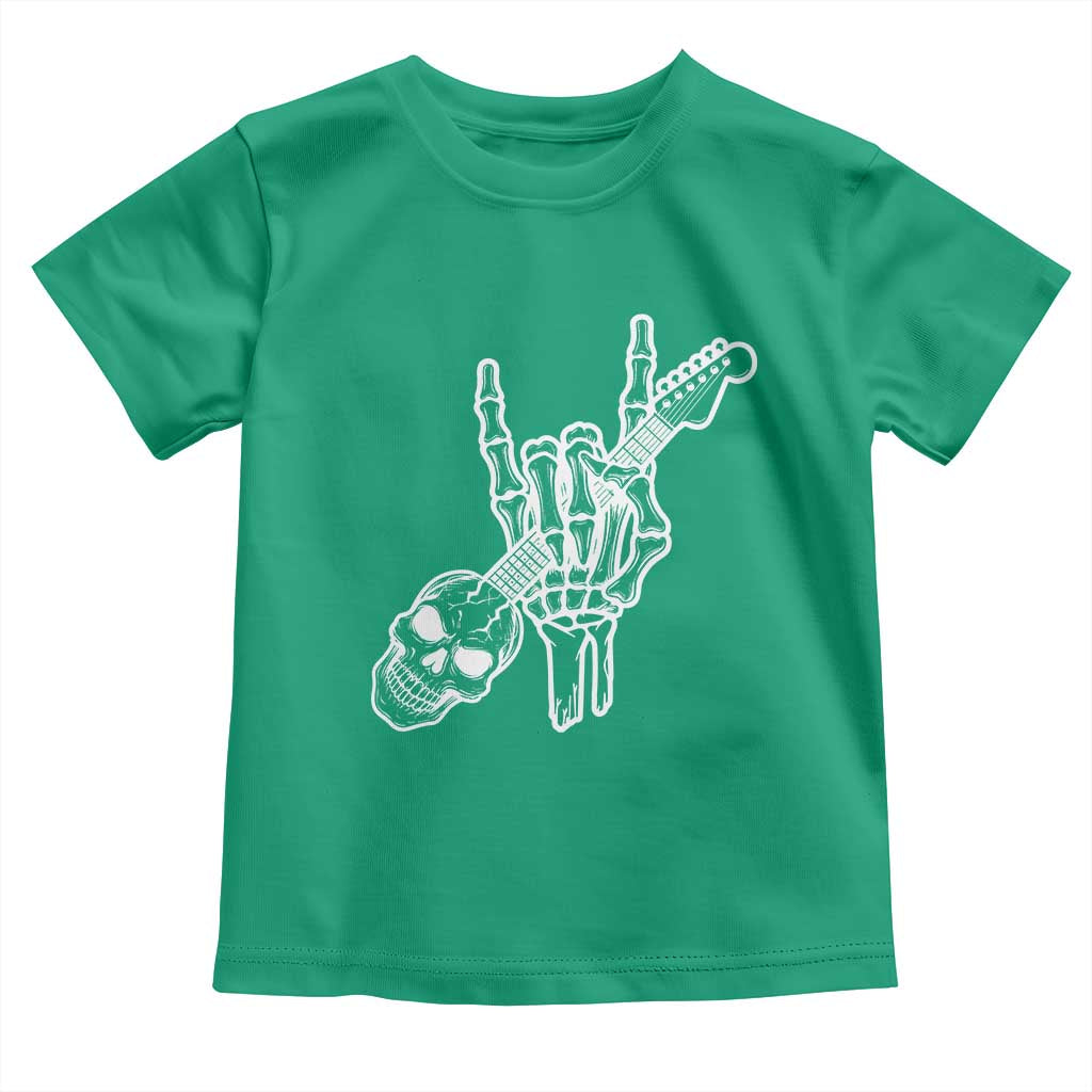Rock N Roll Toddler T Shirt Skeleton Hand Playing Guitar Heavy Metal Music - Wonder Print Shop