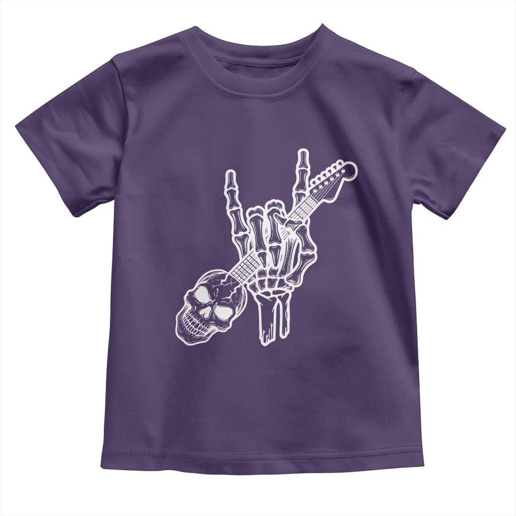 Rock N Roll Toddler T Shirt Skeleton Hand Playing Guitar Heavy Metal Music - Wonder Print Shop