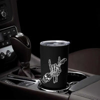 Rock N Roll Tumbler Cup Skeleton Hand Playing Guitar Heavy Metal Music