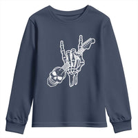 Rock N Roll Youth Sweatshirt Skeleton Hand Playing Guitar Heavy Metal Music - Wonder Print Shop