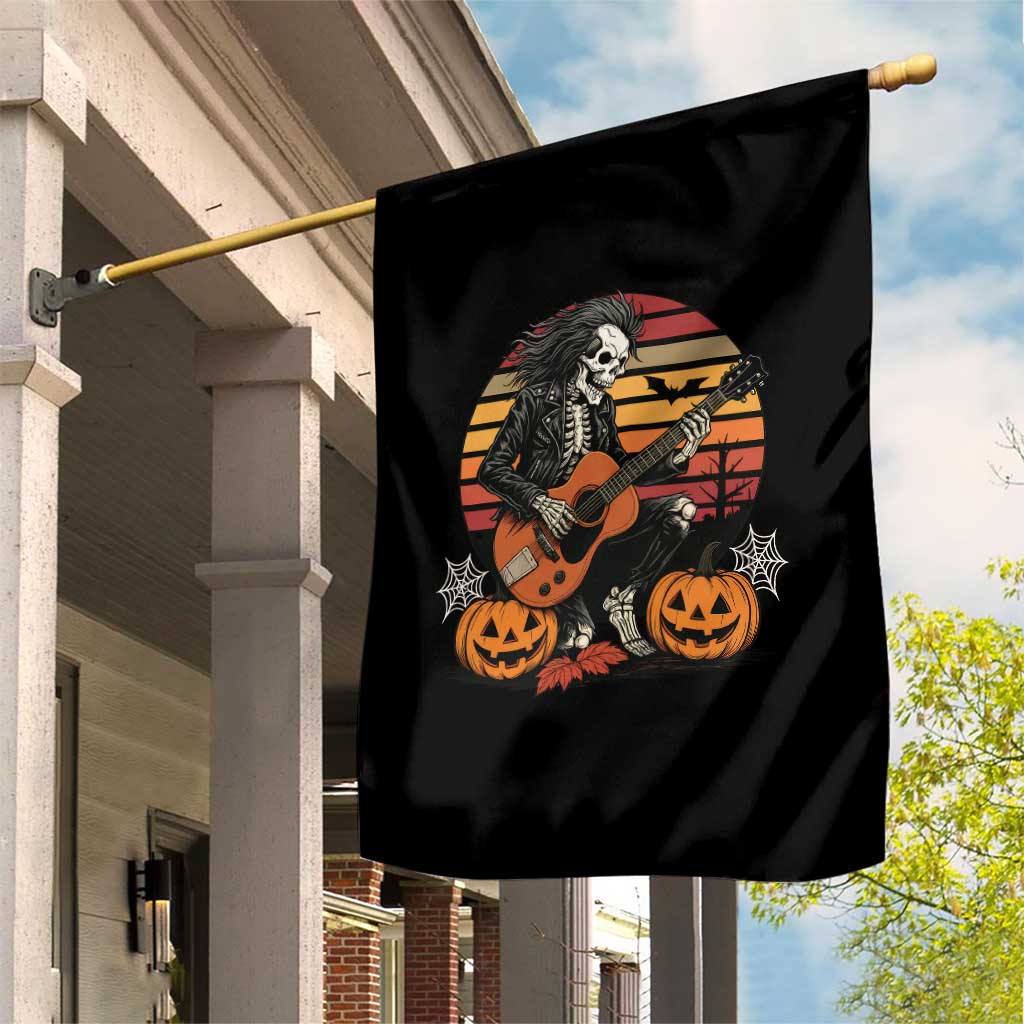 Halloween Rock Garden Flag Skeleton Playing Guitar Rock And Roll - Wonder Print Shop