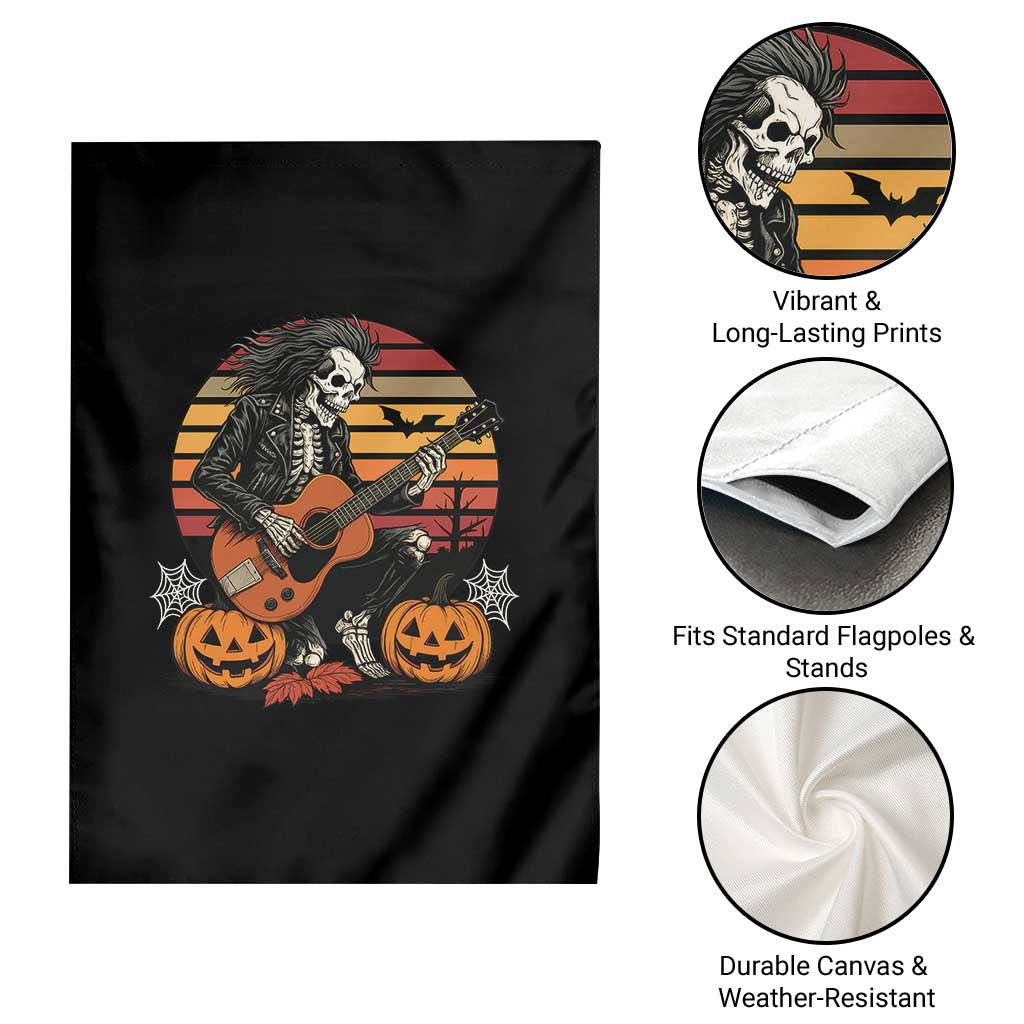 Halloween Rock Garden Flag Skeleton Playing Guitar Rock And Roll - Wonder Print Shop