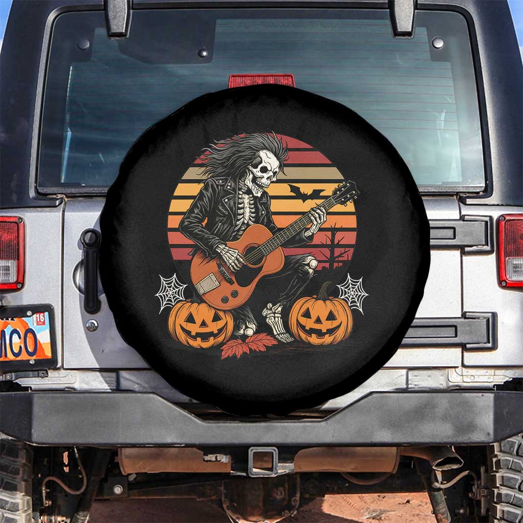 Halloween Rock Spare Tire Cover Skeleton Playing Guitar Rock And Roll - Wonder Print Shop