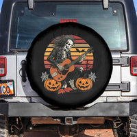 Halloween Rock Spare Tire Cover Skeleton Playing Guitar Rock And Roll - Wonder Print Shop