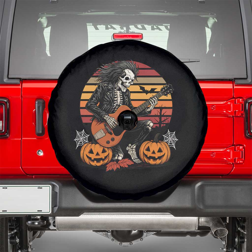 Halloween Rock Spare Tire Cover Skeleton Playing Guitar Rock And Roll - Wonder Print Shop