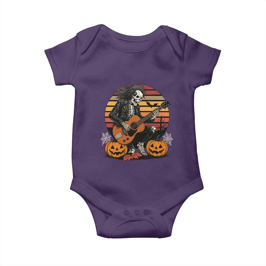 Halloween Rock Baby Onesie Skeleton Playing Guitar Rock And Roll - Wonder Print Shop